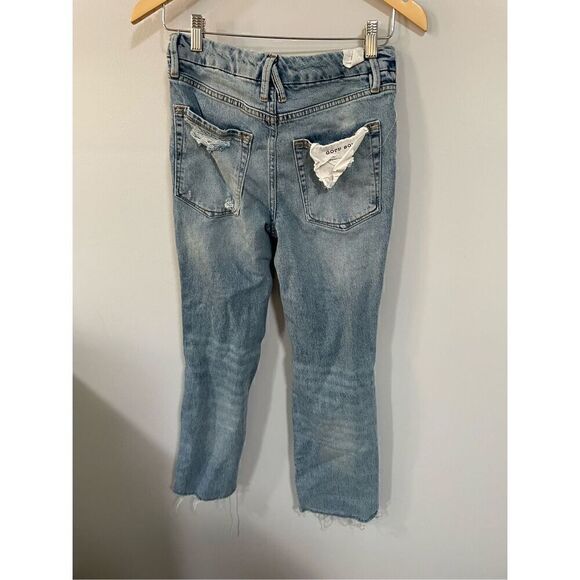 Good American Distressed Jeans Good Boy Straight Leg Blue Denim Size 2 /26 NWT - Picture 7 of 7